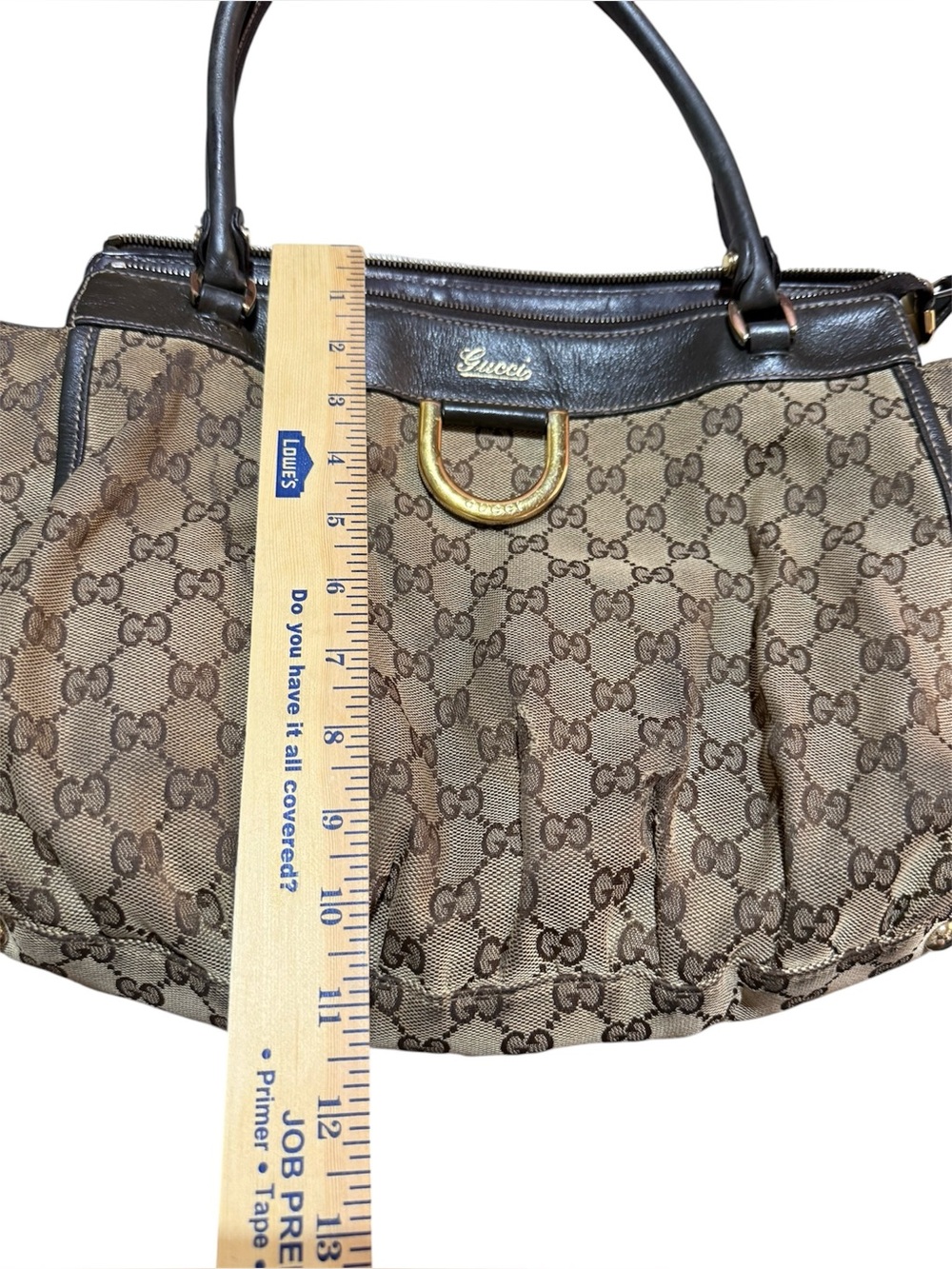 Vintage Gucci Brown Canvas GG Monogram Shoulder Bag with Gold Hardware - Picture 4 of 13